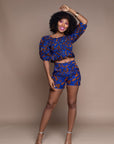 Blue Famata Calabar Crop Top