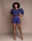 Blue Famata Calabar Crop Top