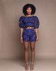 Blue Famata Calabar Crop Top