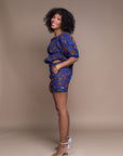 Blue Famata Calabar Crop Top