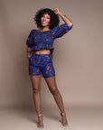 Blue Famata Calabar Crop Top